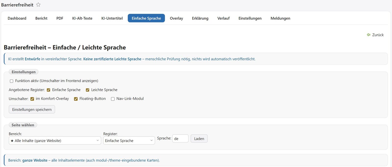 a11y Backend &mdash; Einfache Sprache
