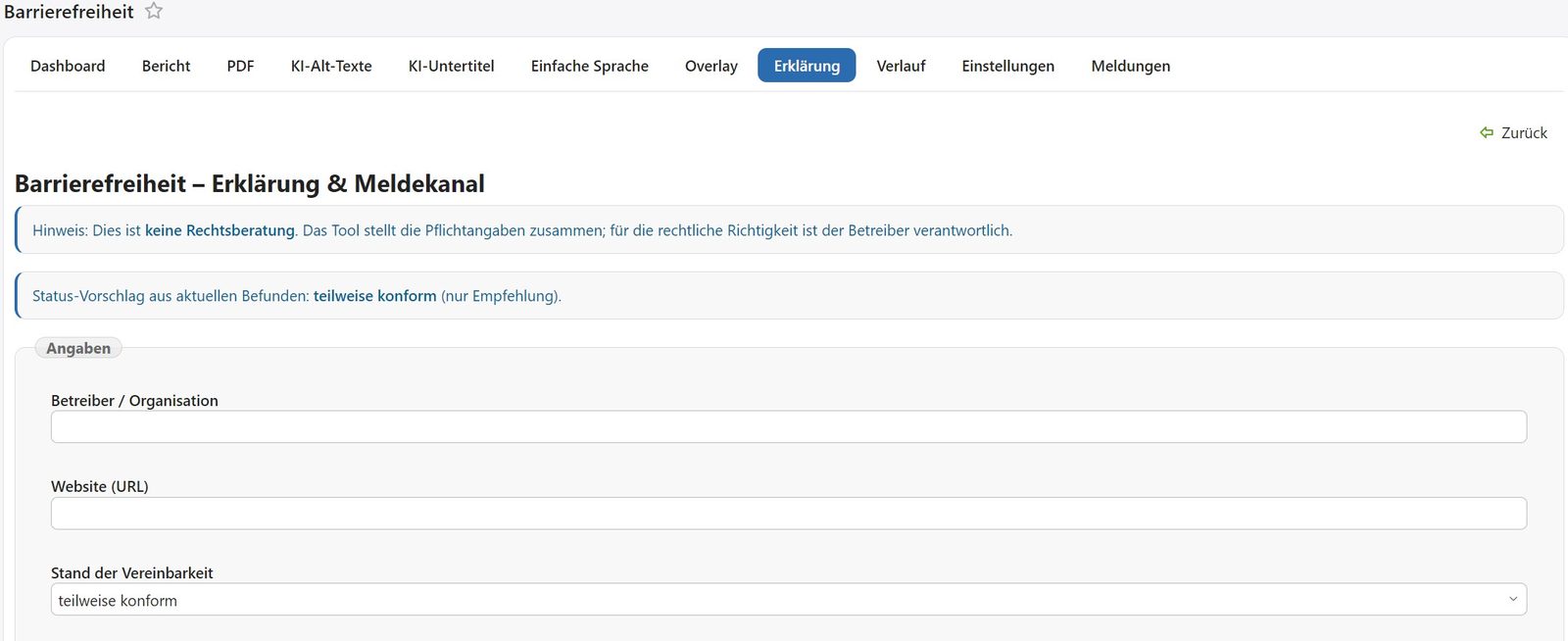 a11y Backend &mdash; Erklärung